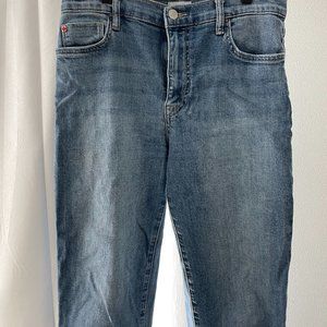 Hudson Jeans Cropped Flaired Fringed Denim